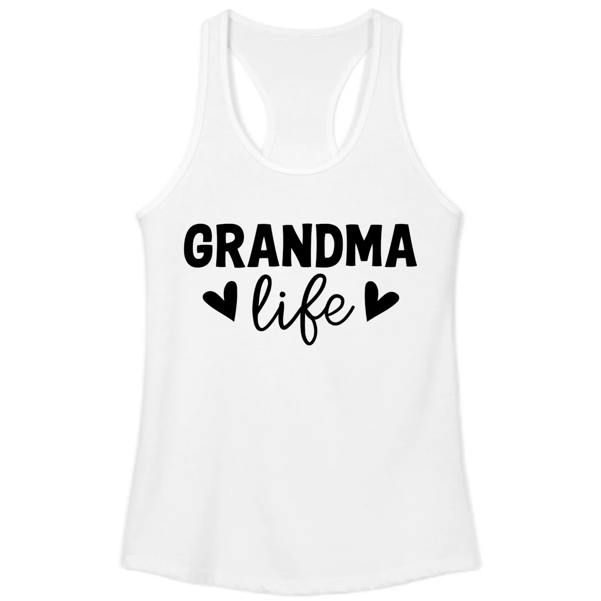 Grandma Life Typography Design Ladies Tank in White