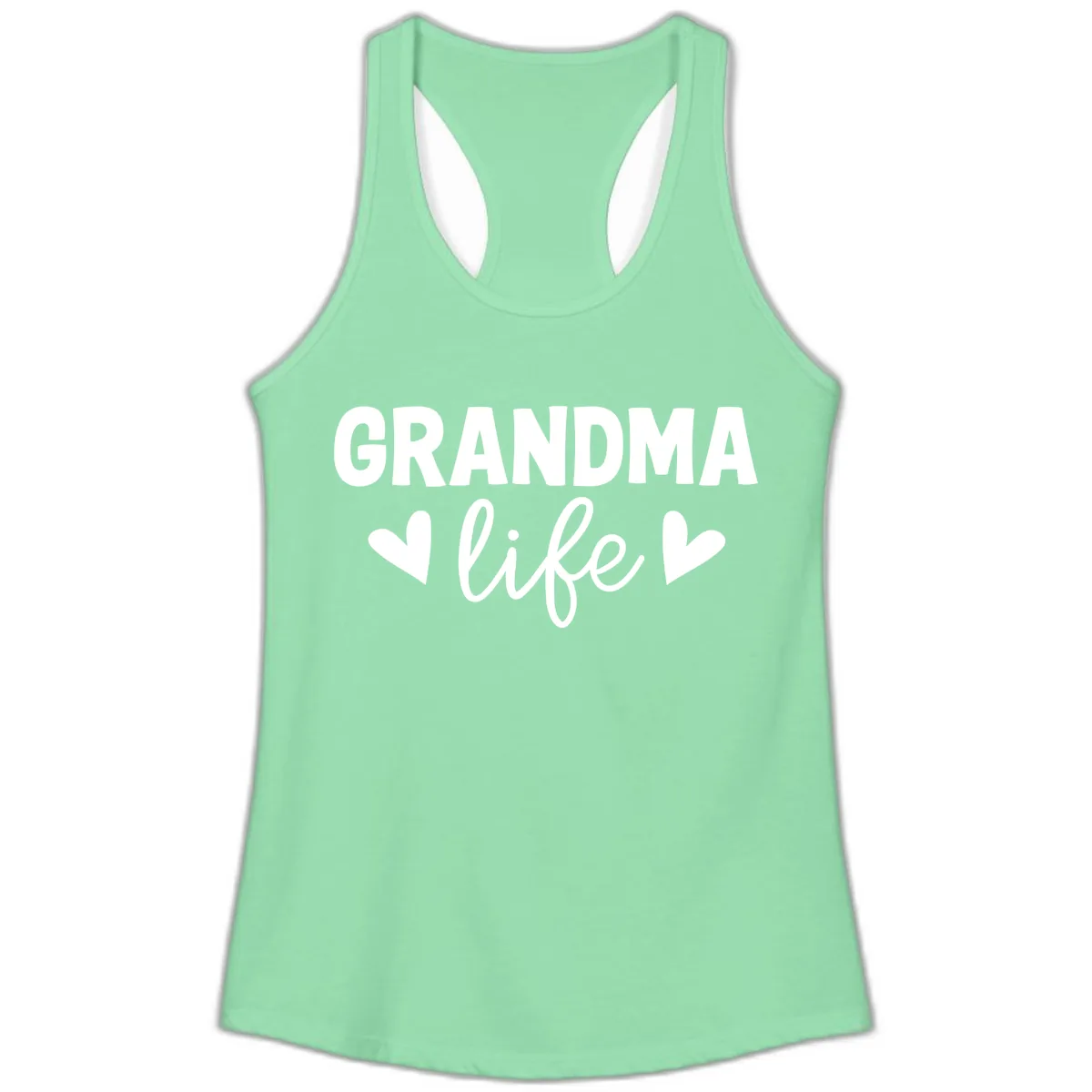 Grandma Life Typography Design Ladies Tank in Solid Mint