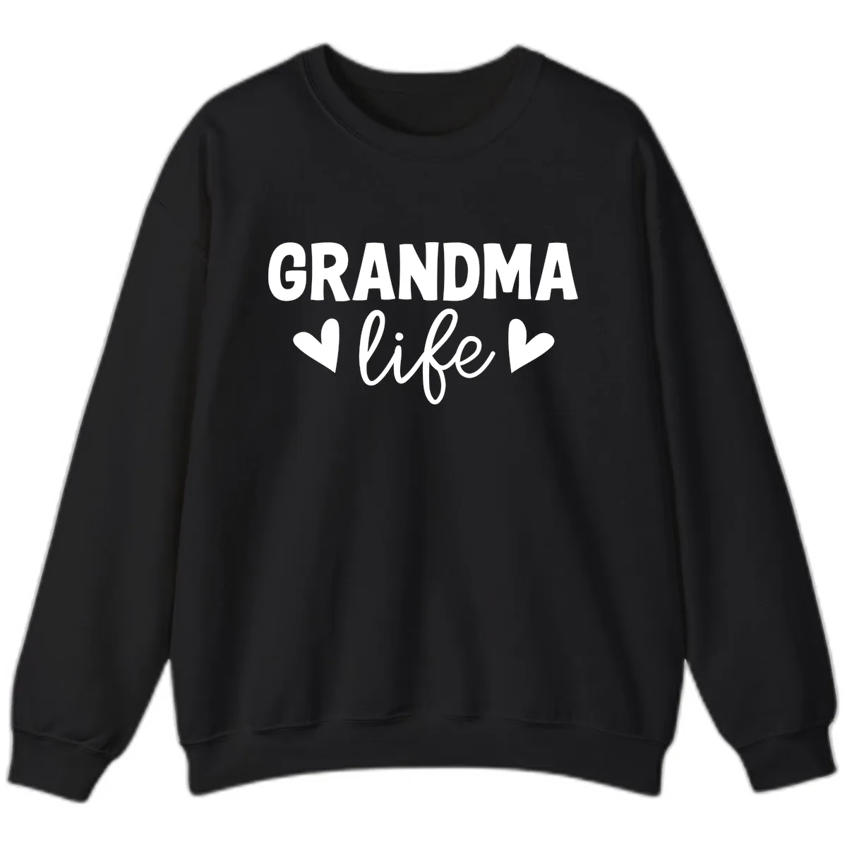 Grandma Life Typography Design Sweatshirt in Black