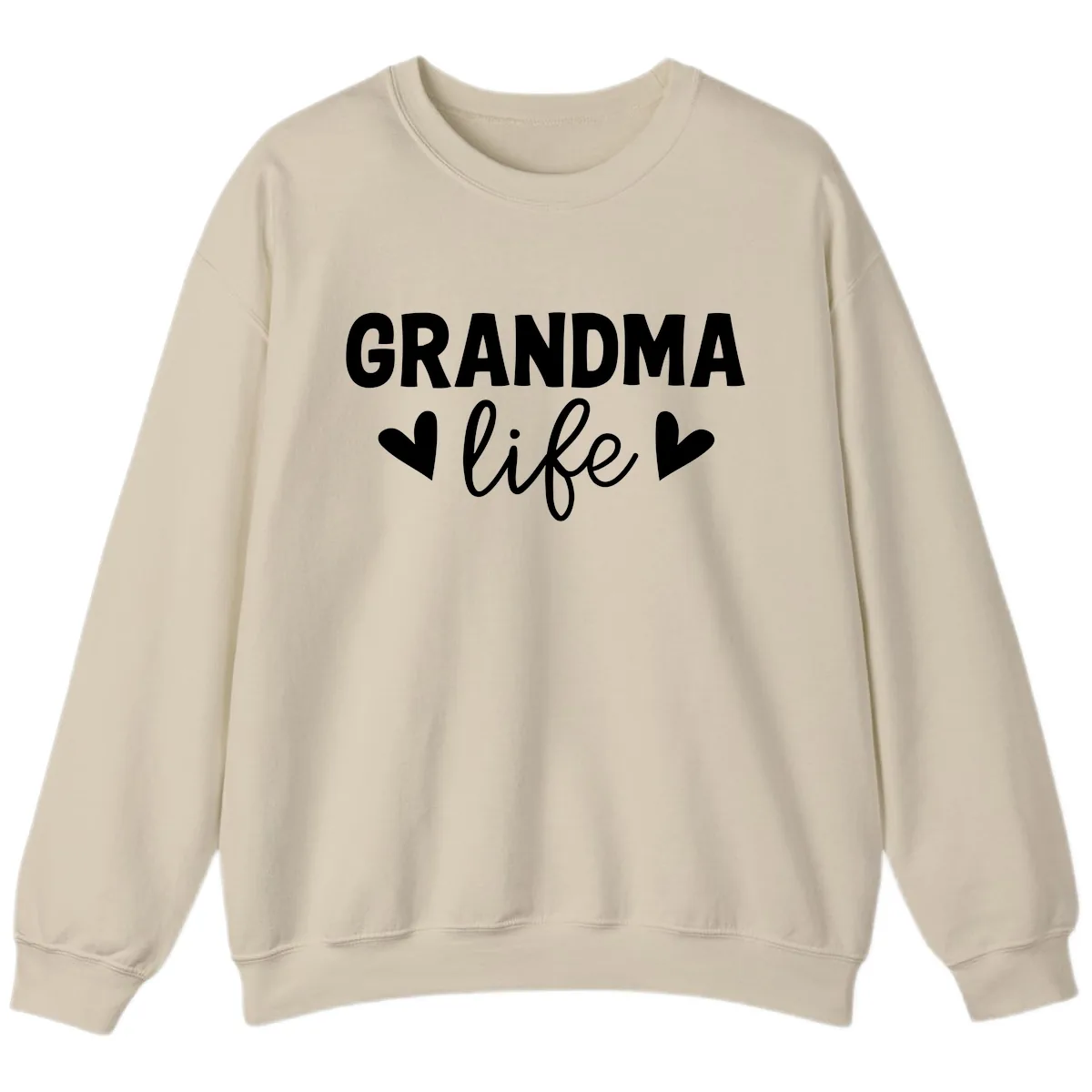 Grandma Life Typography Design Sweatshirt in Sand
