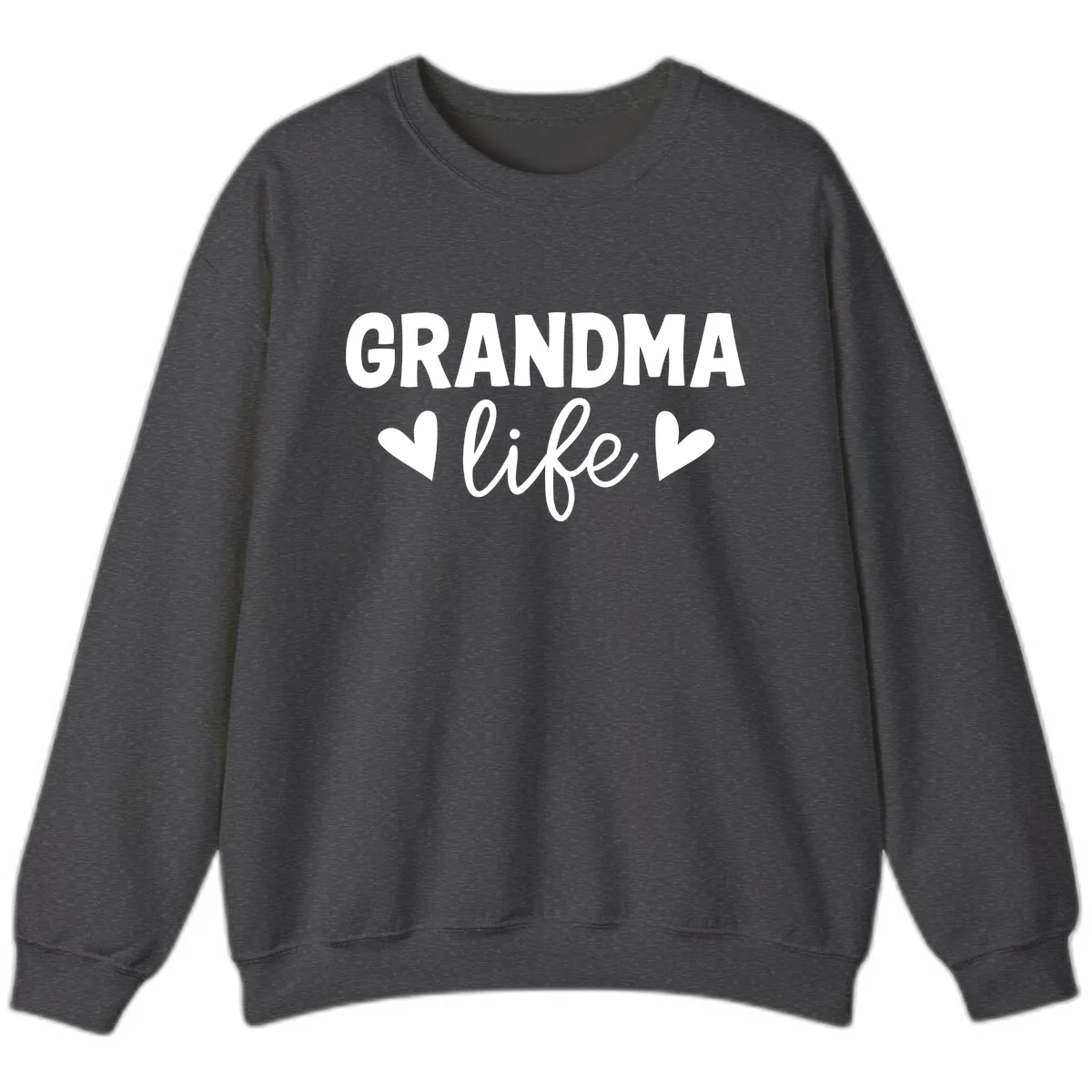 Grandma Life Typography Design Sweatshirt in Dark Heather