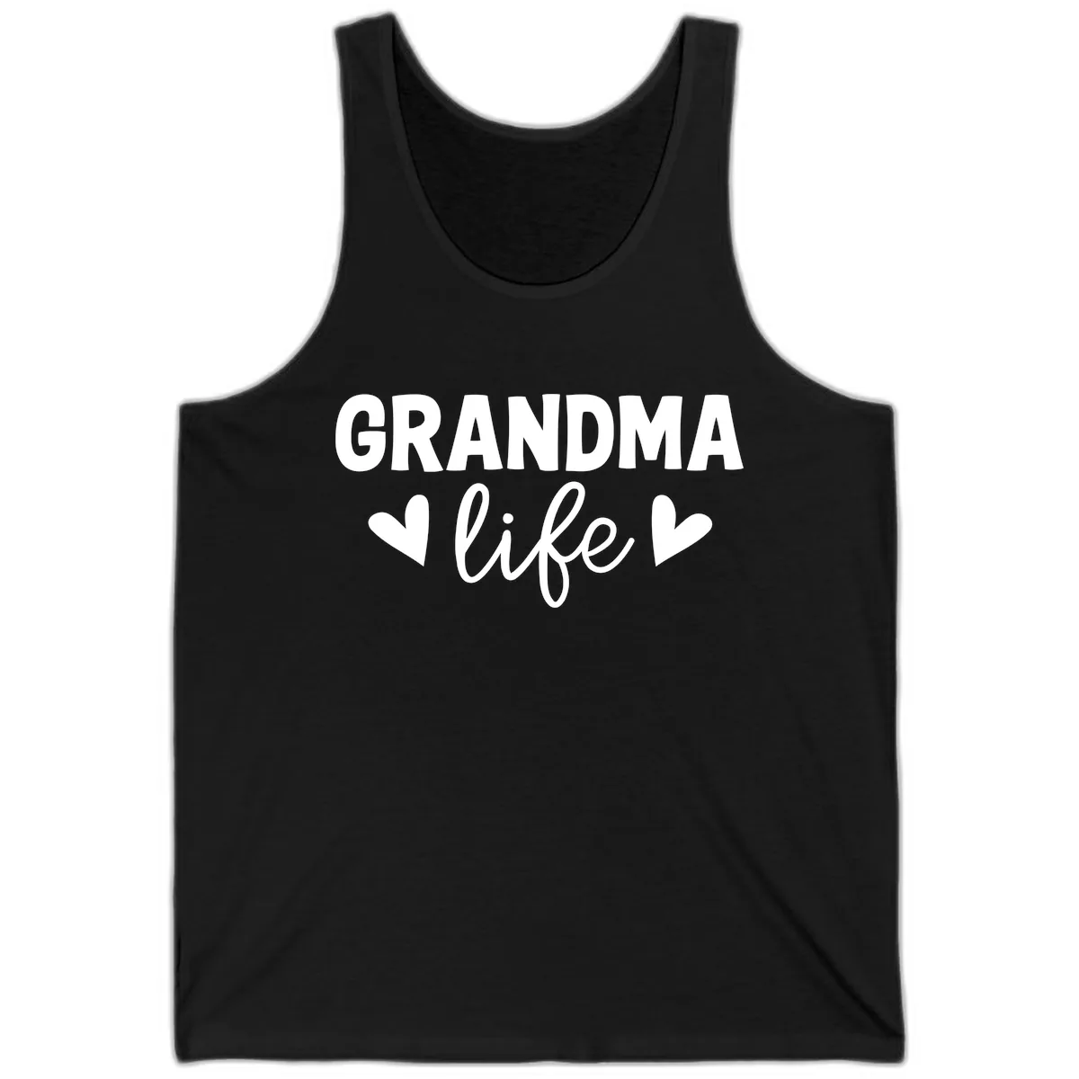 Grandma Life Typography Design Tank in Black