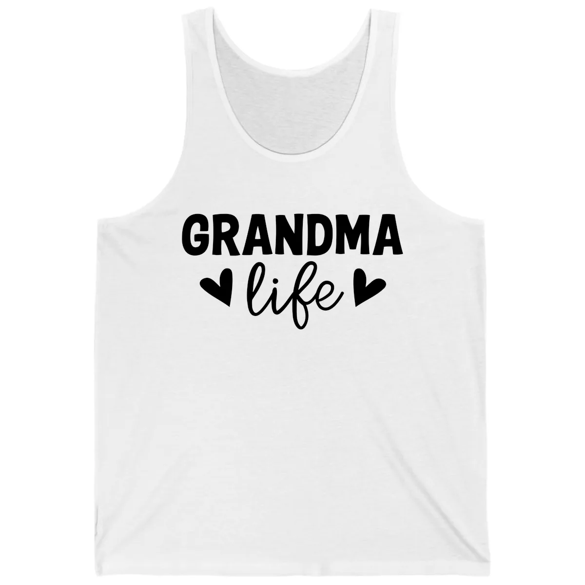 Grandma Life Typography Design Tank in White