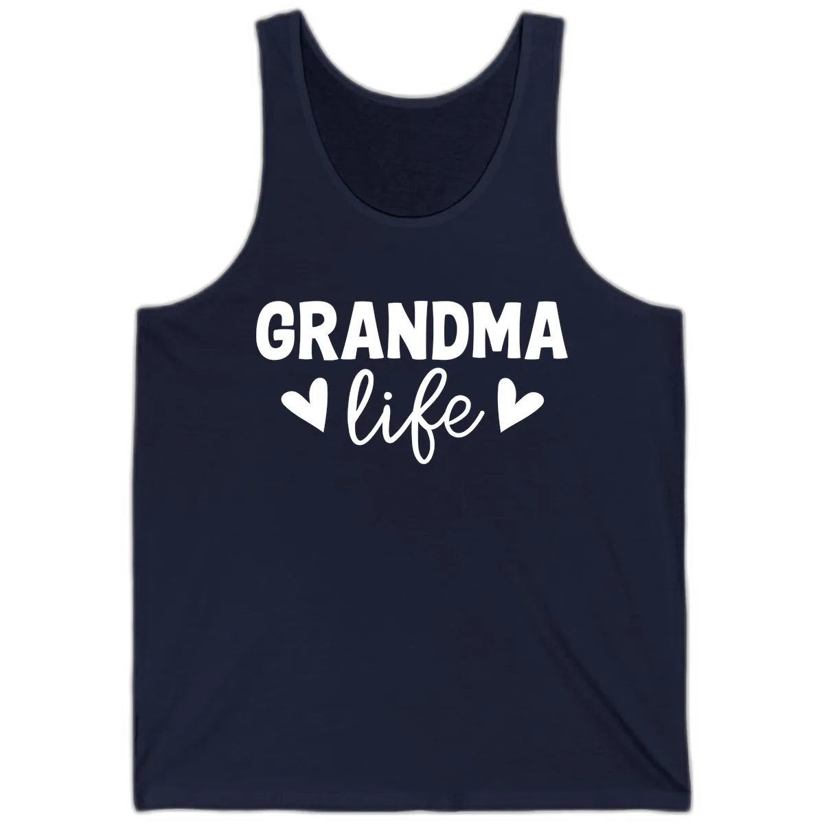 Grandma Life Typography Design Tank in Navy
