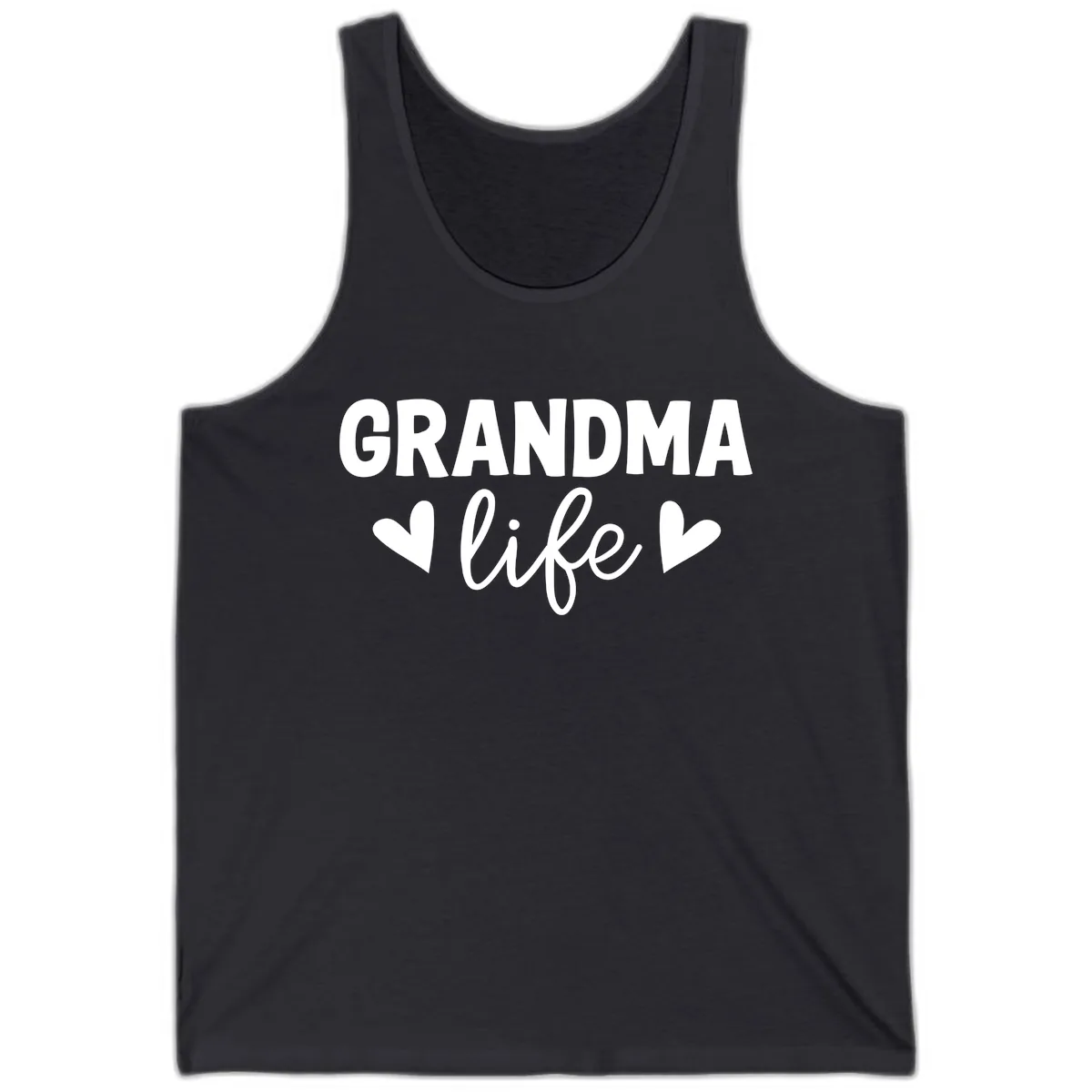 Grandma Life Typography Design Tank in Dark Grey