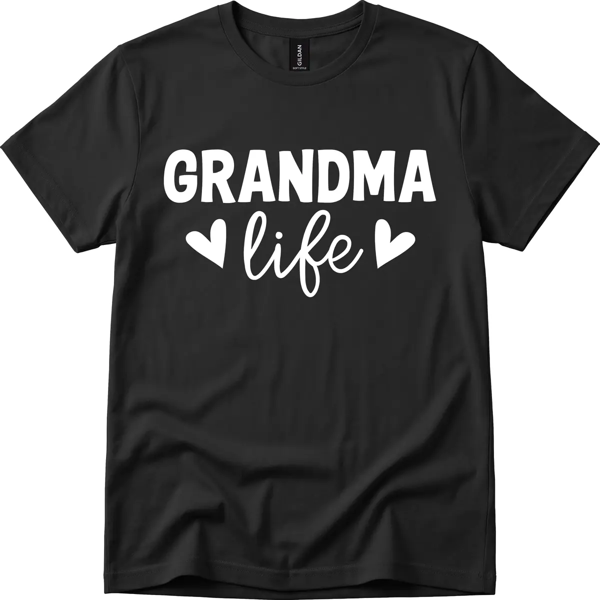 Grandma Life Typography Design T-Shirt in Black