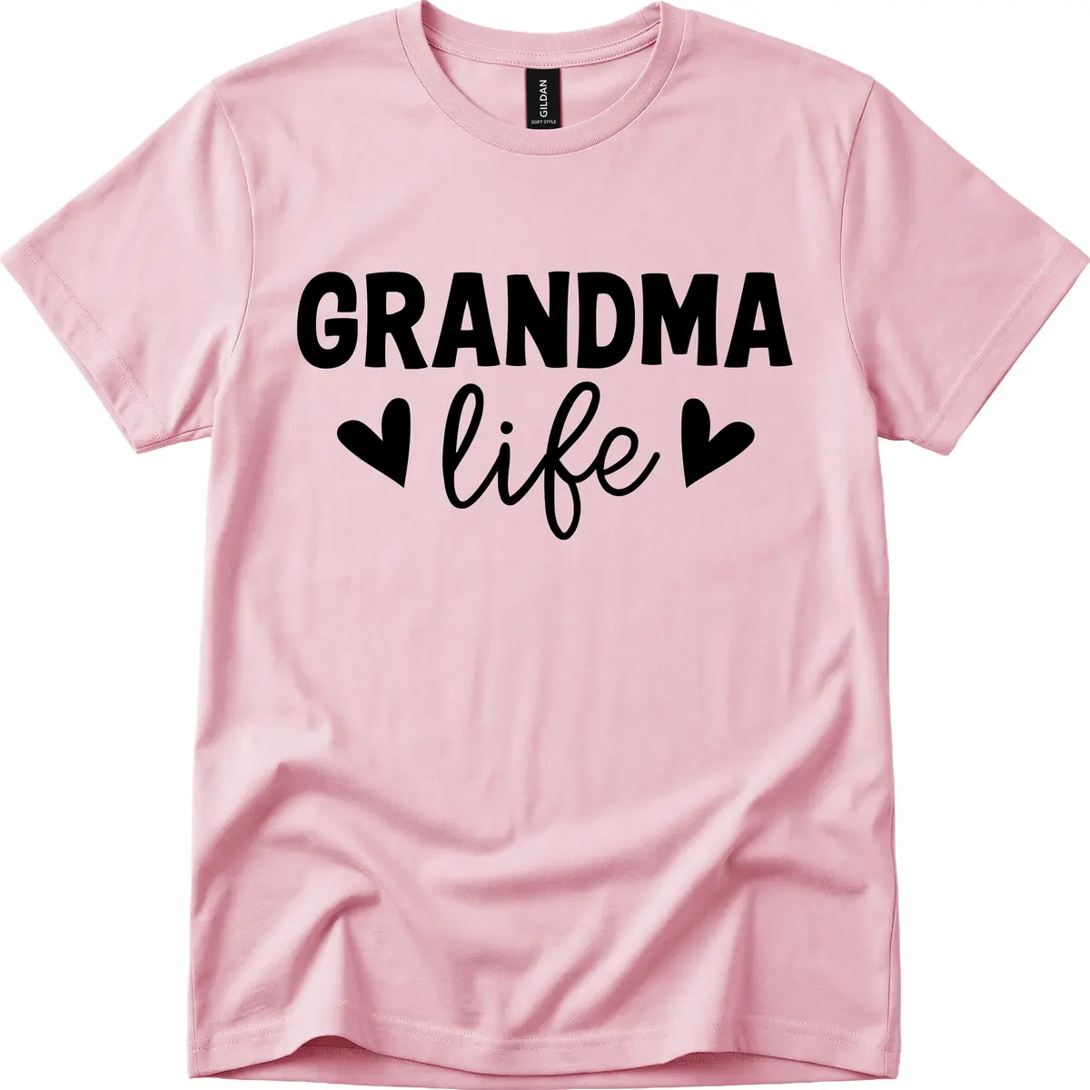 Grandma Life Typography Design T-Shirt in Light Pink