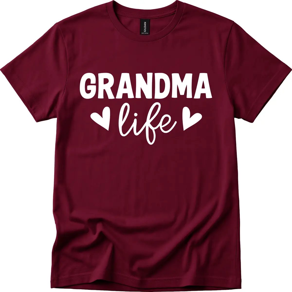 Grandma Life Typography Design T-Shirt in Maroon