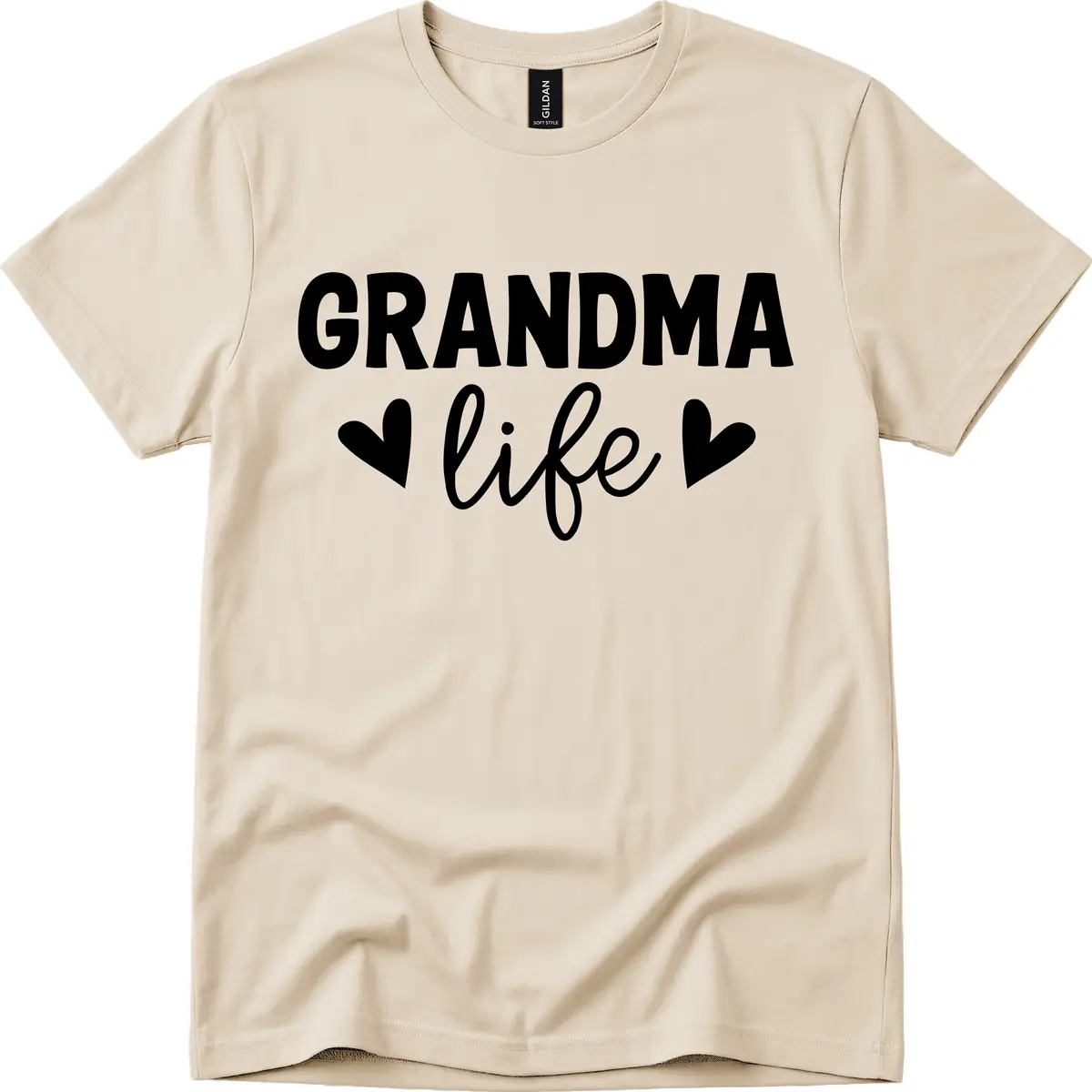 Grandma Life Typography Design T-Shirt in Sand