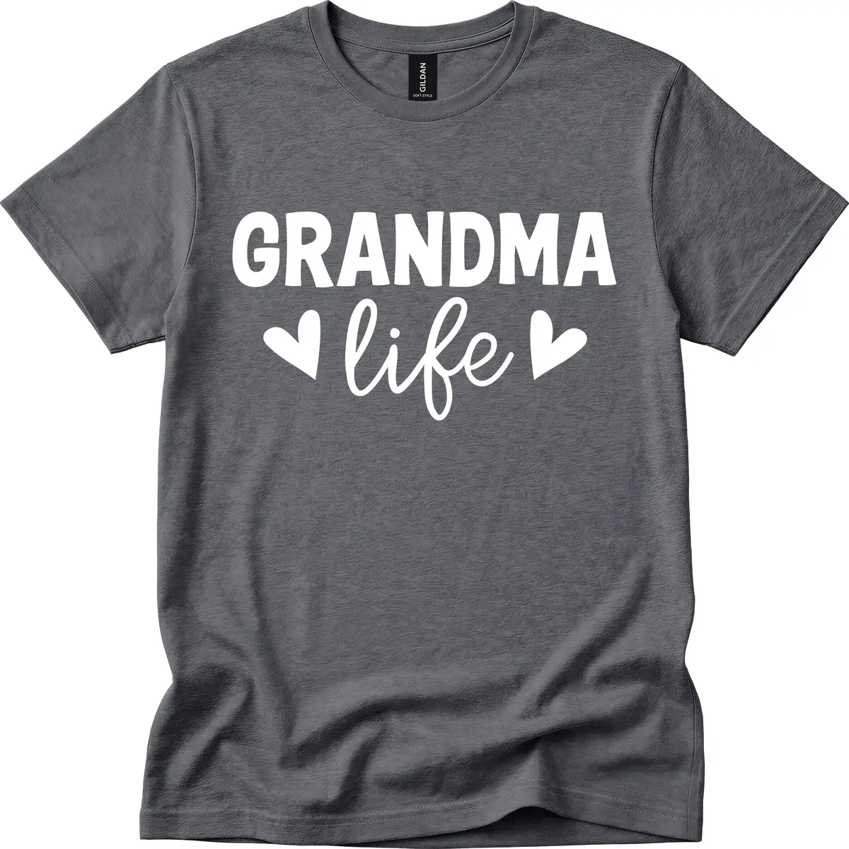 Grandma Life Typography Design T-Shirt in Dark Heather