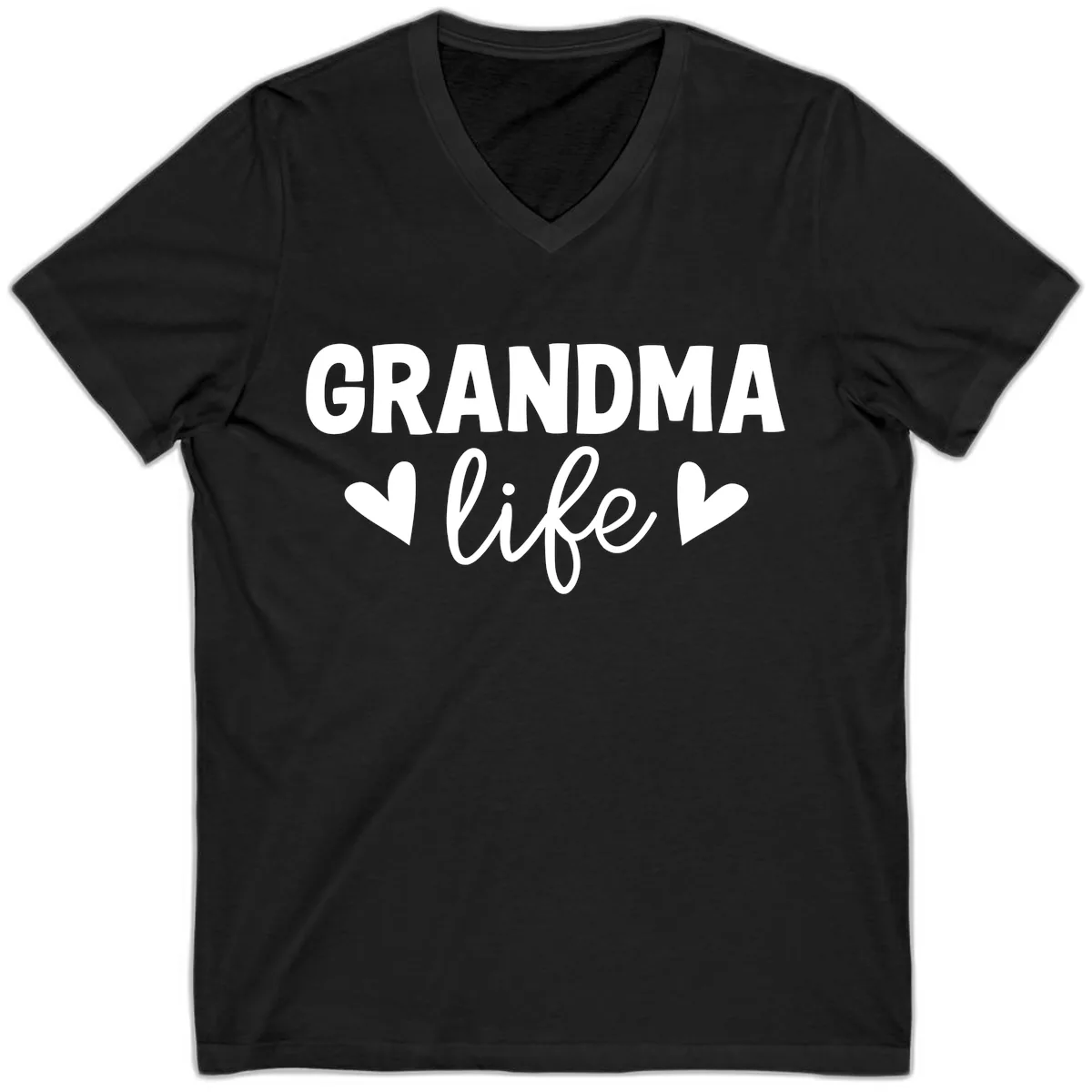 Grandma Life Typography Design V-Neck in Black
