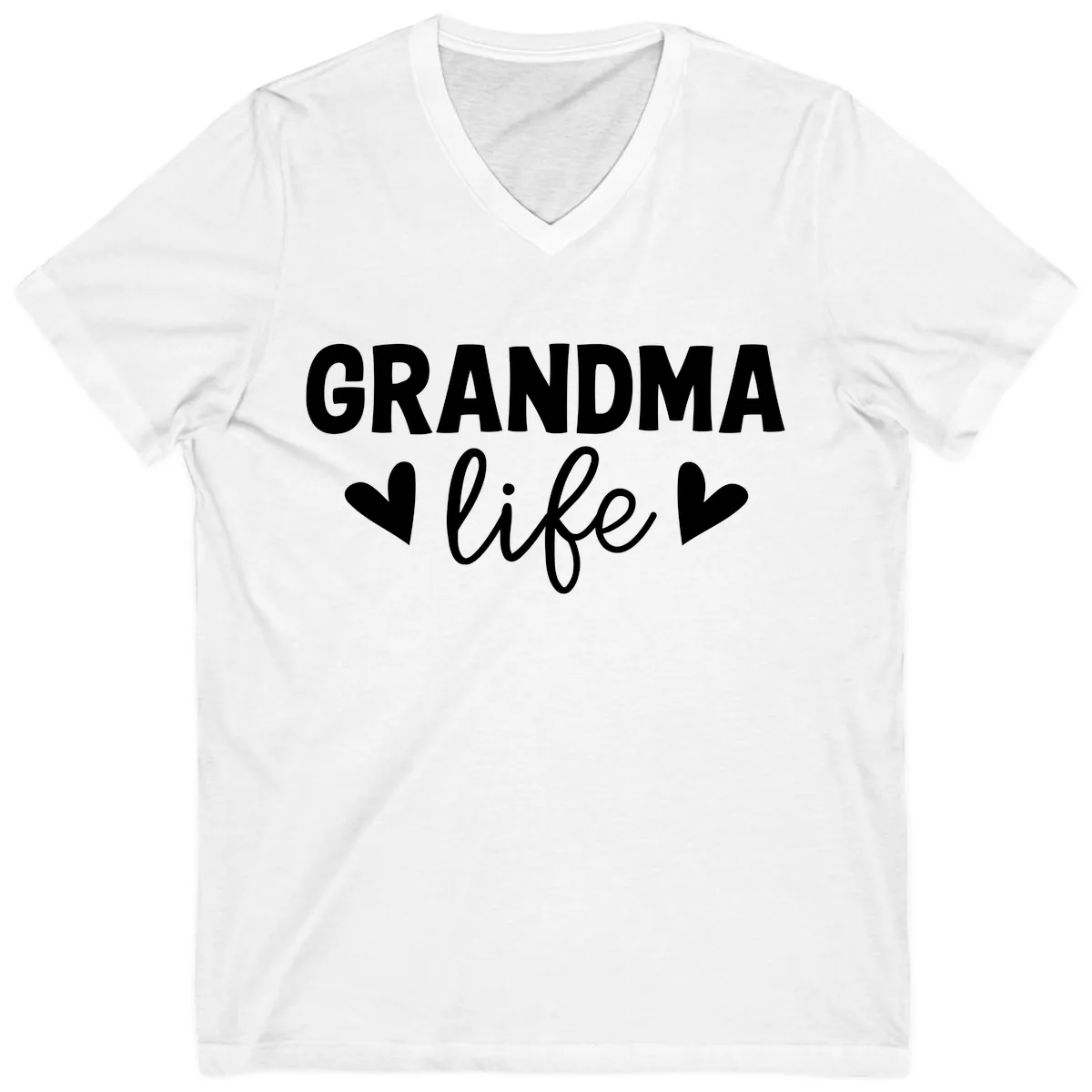 Grandma Life Typography Design V-Neck in White