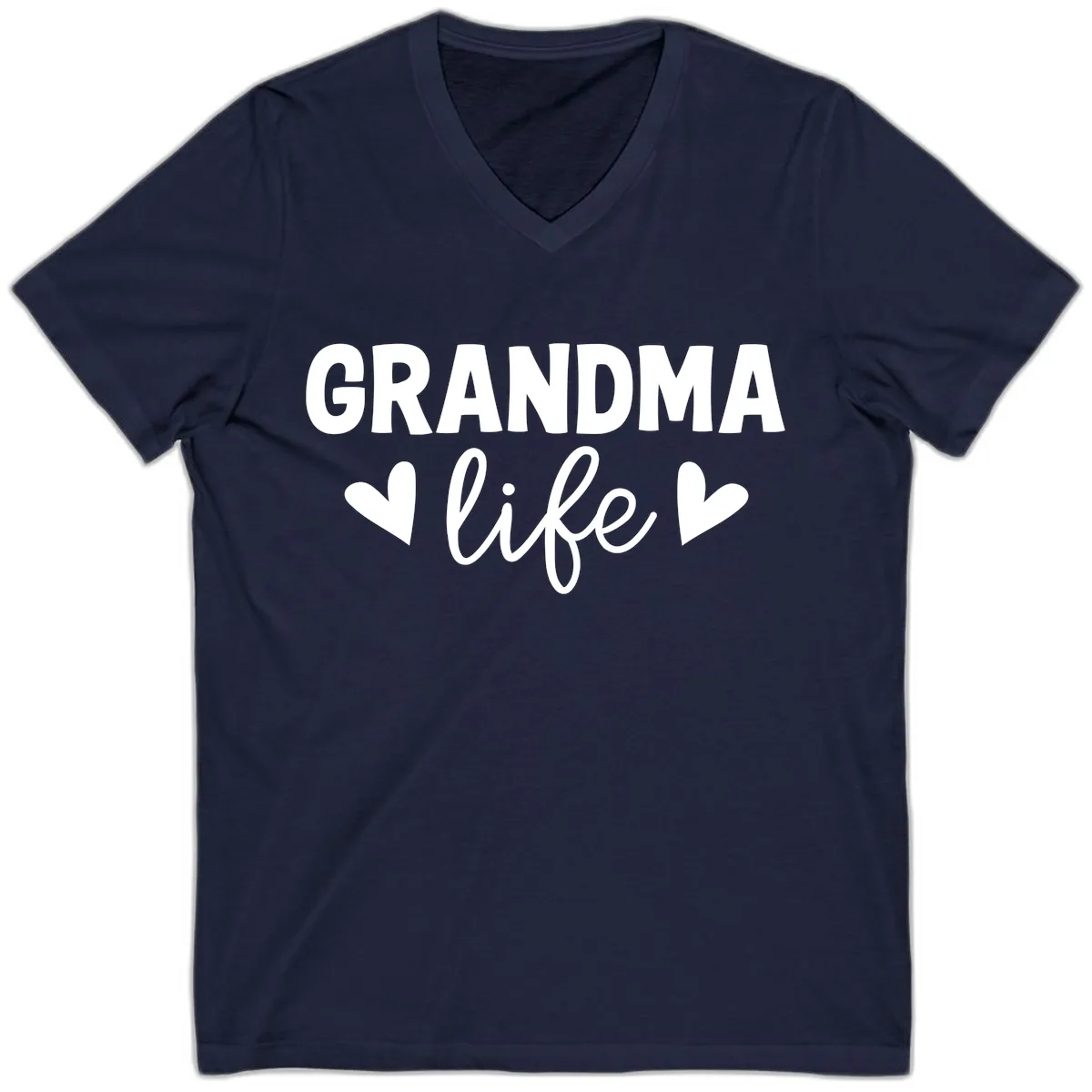 Grandma Life Typography Design V-Neck in Navy