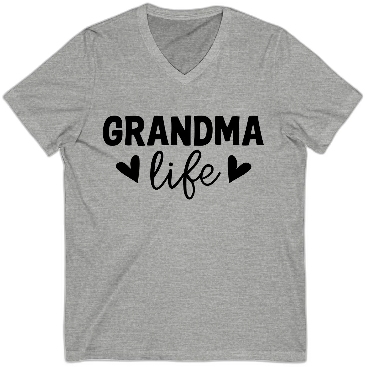 Grandma Life Typography Design V-Neck in Athletic Heather