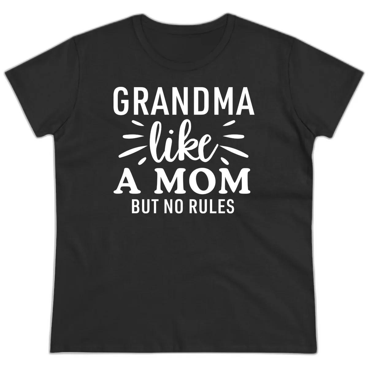 Grandma Like A Mom But No Rules Ladies Tee in Black