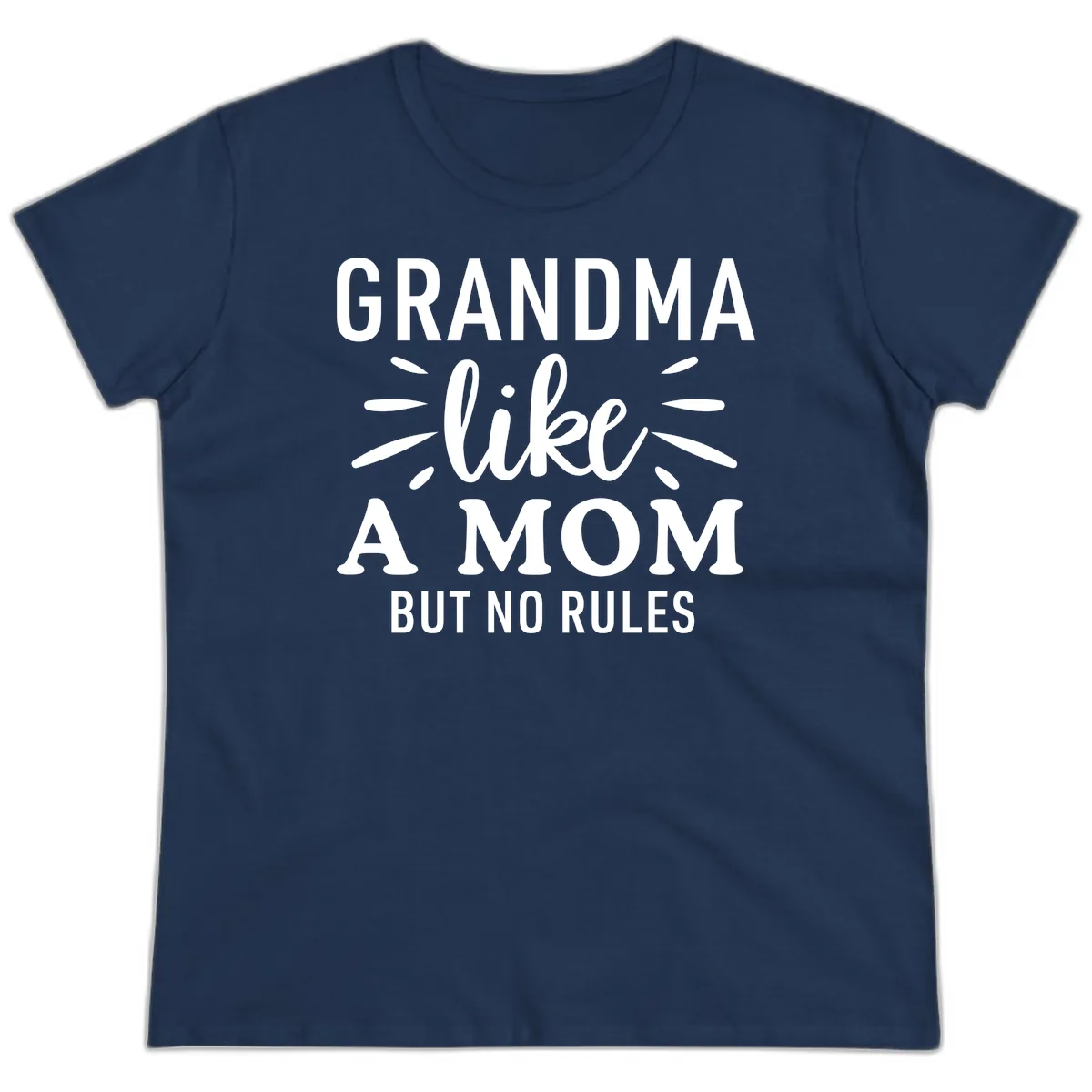 Grandma Like A Mom But No Rules Ladies Tee in Navy