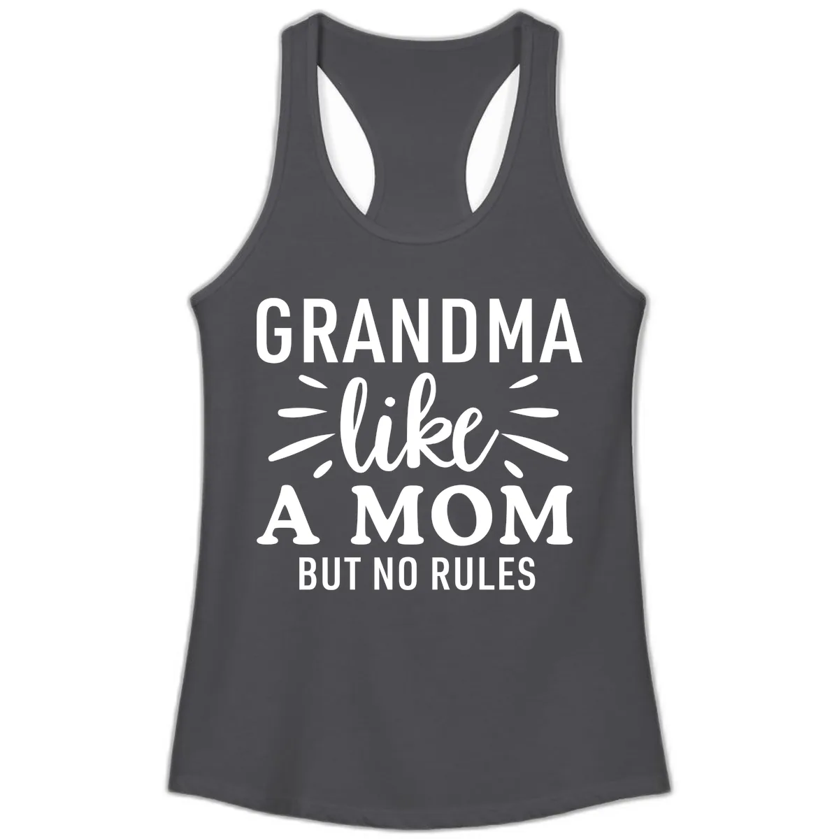 Grandma Like A Mom But No Rules Ladies Tank in Solid Dark Gray