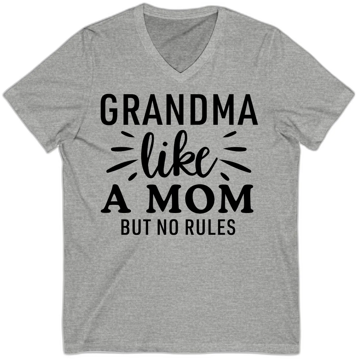 Grandma Like A Mom But No Rules V-Neck in Athletic Heather