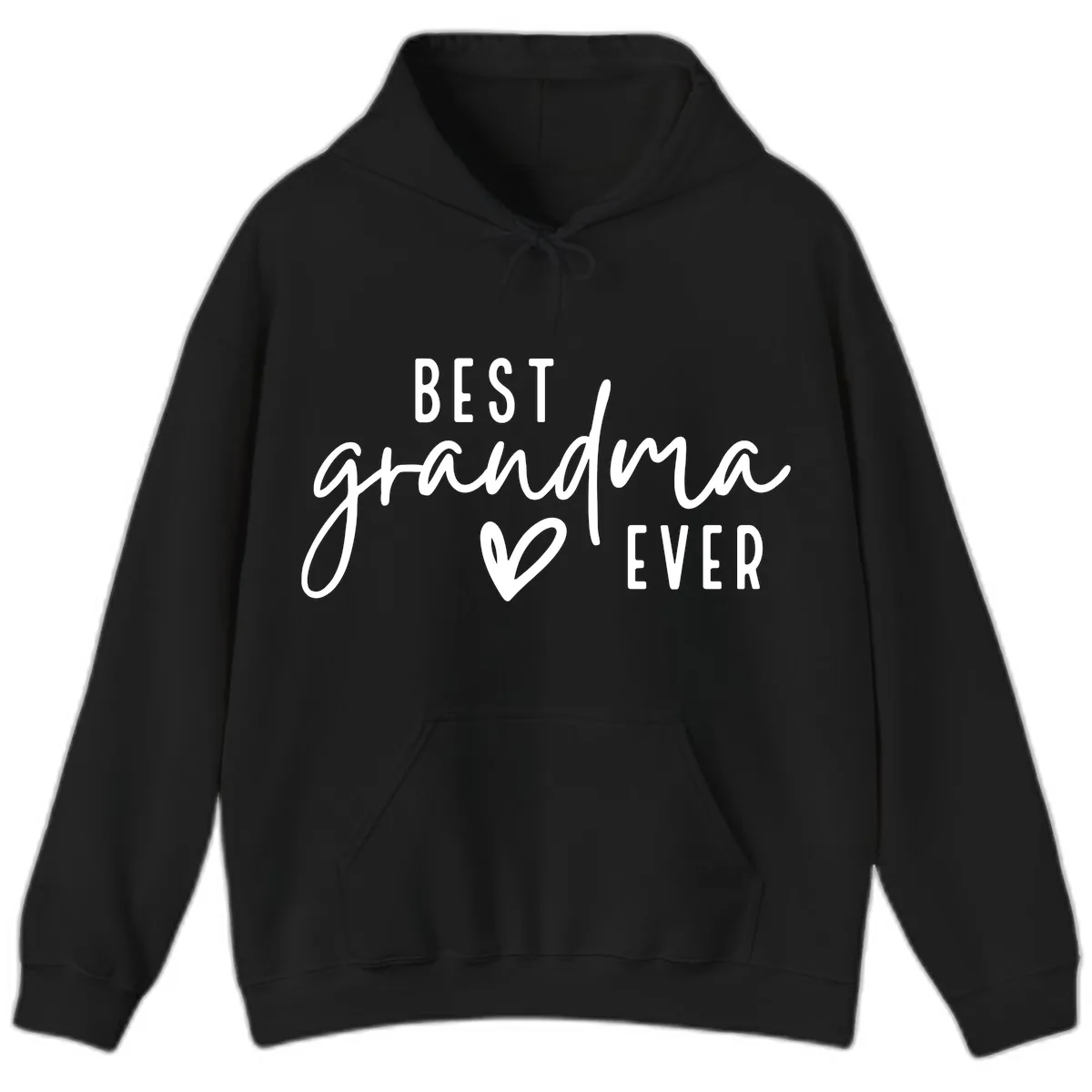Best Grandma Ever Typography Design Hoodie in Black