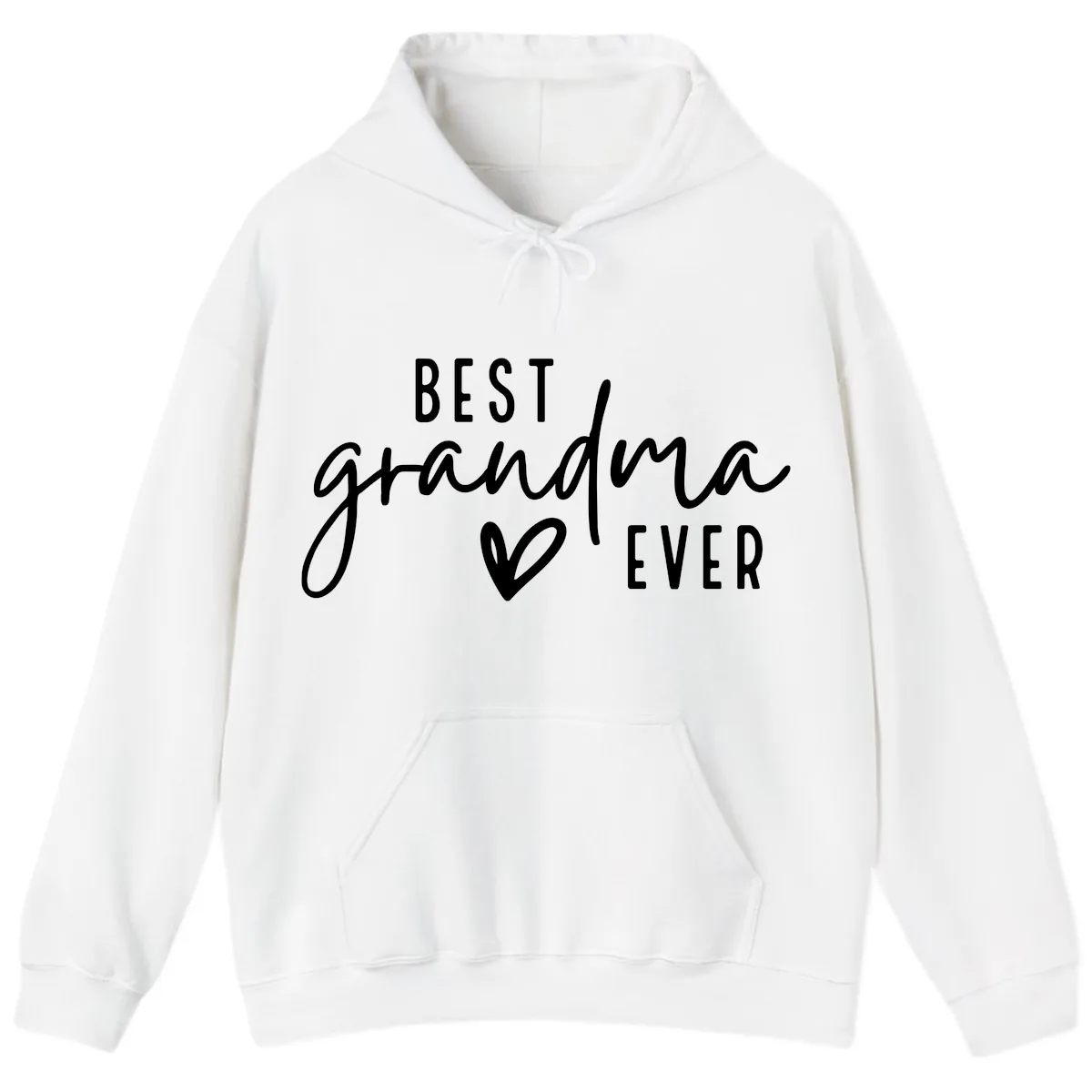 Best Grandma Ever Typography Design Hoodie in White