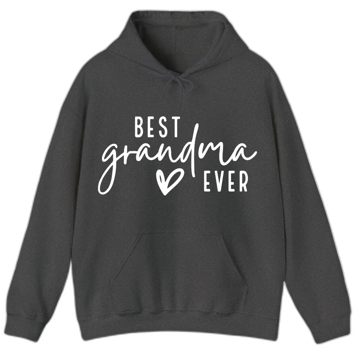 Best Grandma Ever Typography Design Hoodie in Dark Heather