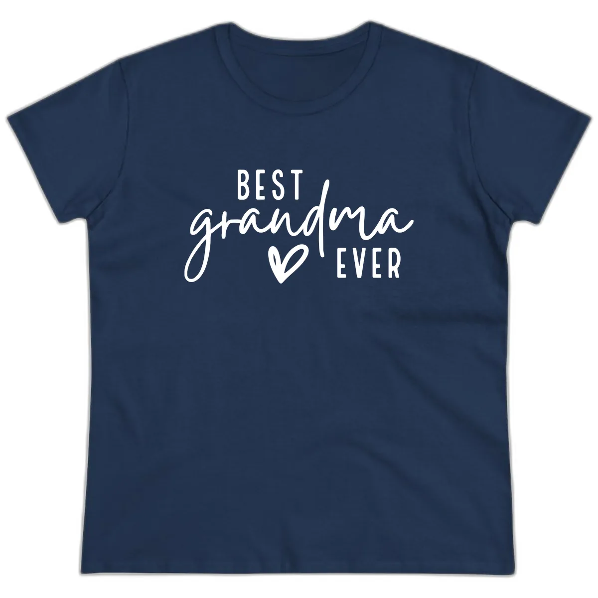 Best Grandma Ever Typography Design Ladies Tee in Navy
