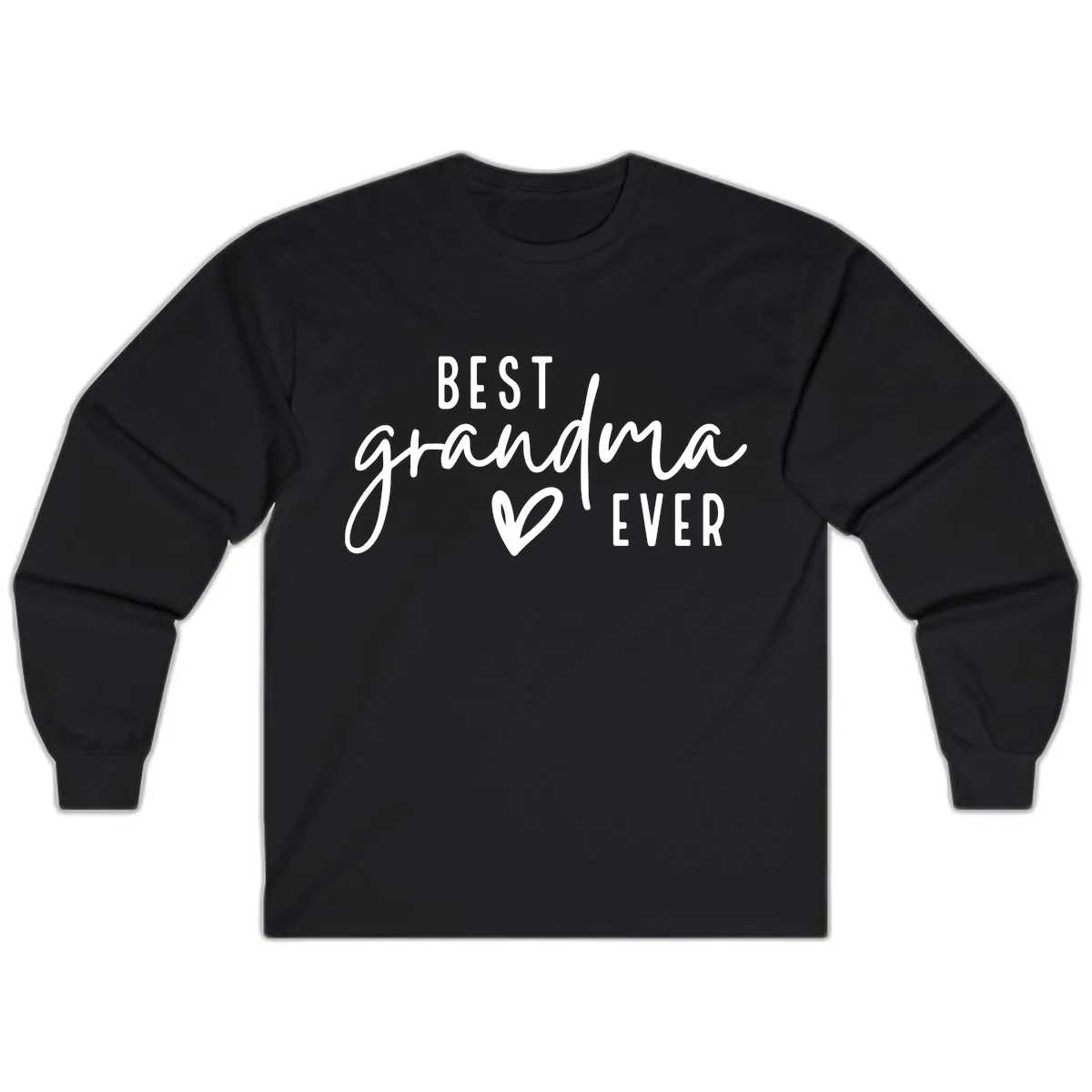 Best Grandma Ever Typography Design Long Sleeve in Black
