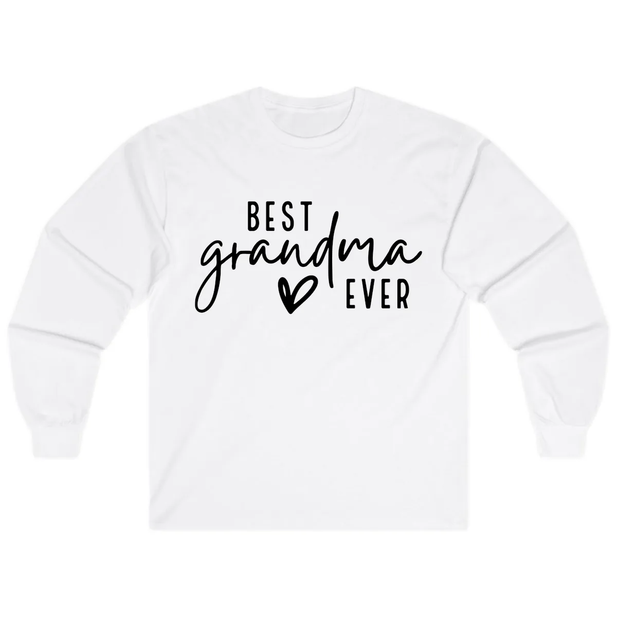 Best Grandma Ever Typography Design Long Sleeve in White