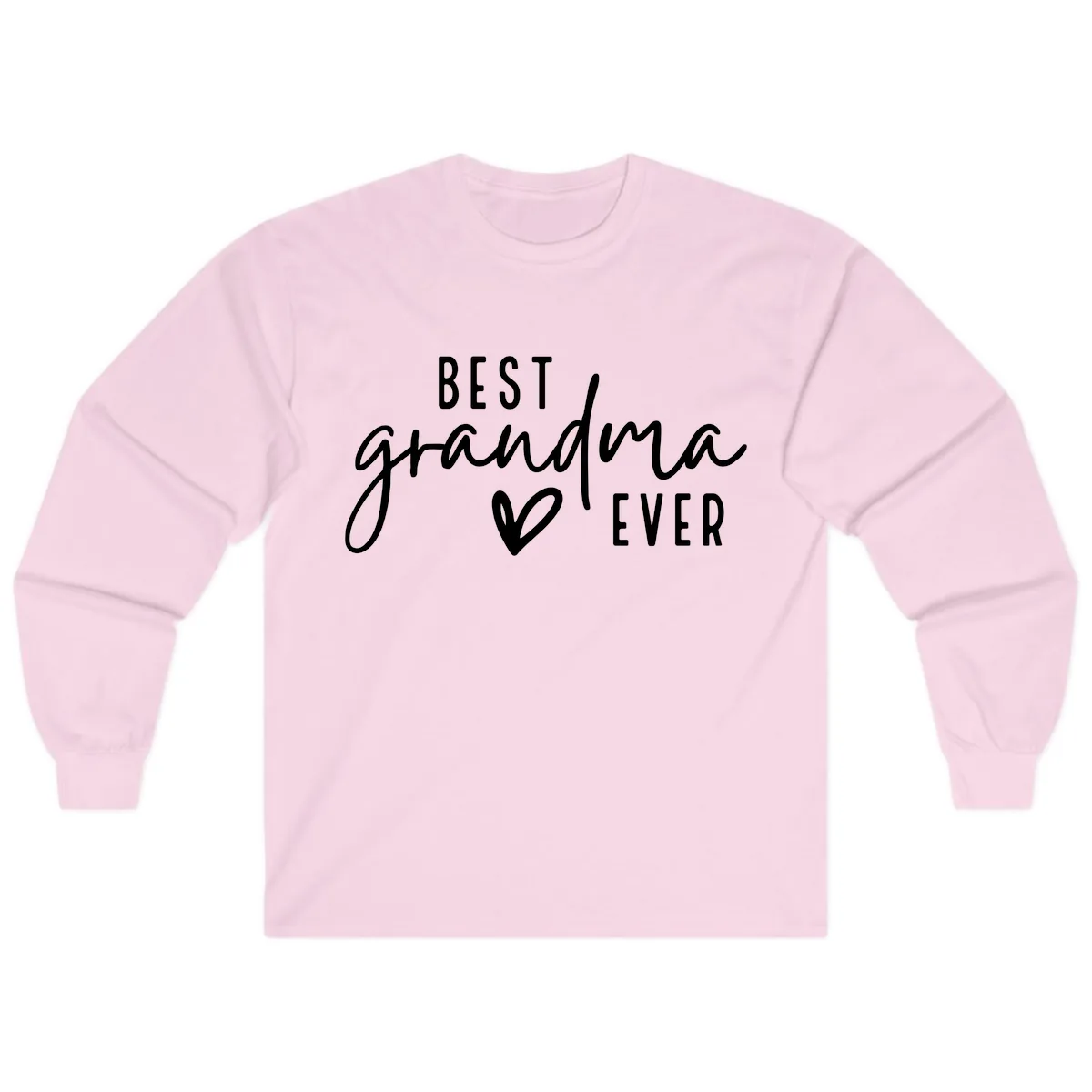 Best Grandma Ever Typography Design Long Sleeve in Light Pink
