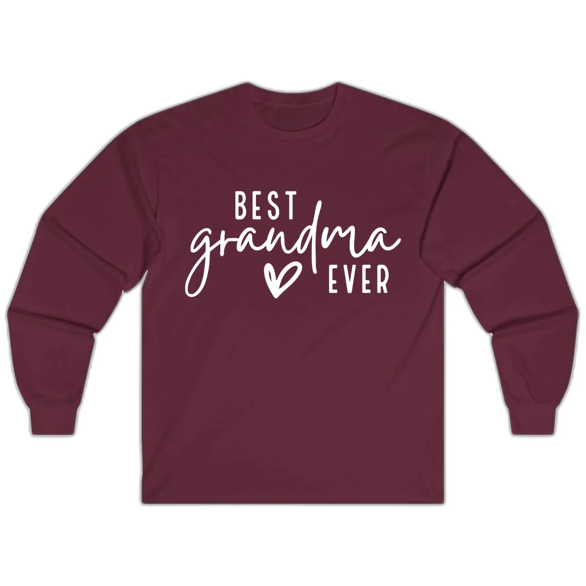 Best Grandma Ever Typography Design Long Sleeve in Maroon