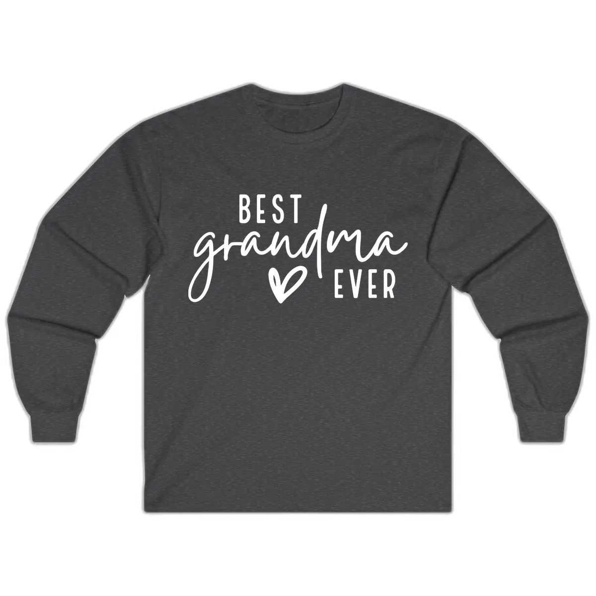 Best Grandma Ever Typography Design Long Sleeve in Dark Heather