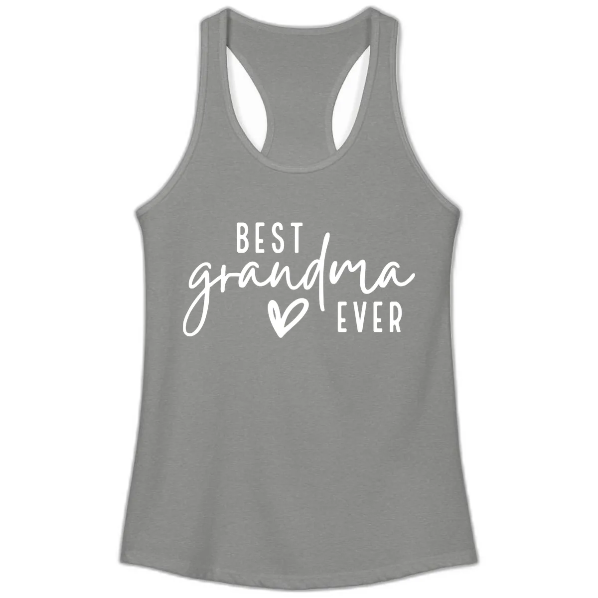 Best Grandma Ever Typography Design Ladies Tank in Heather Grey