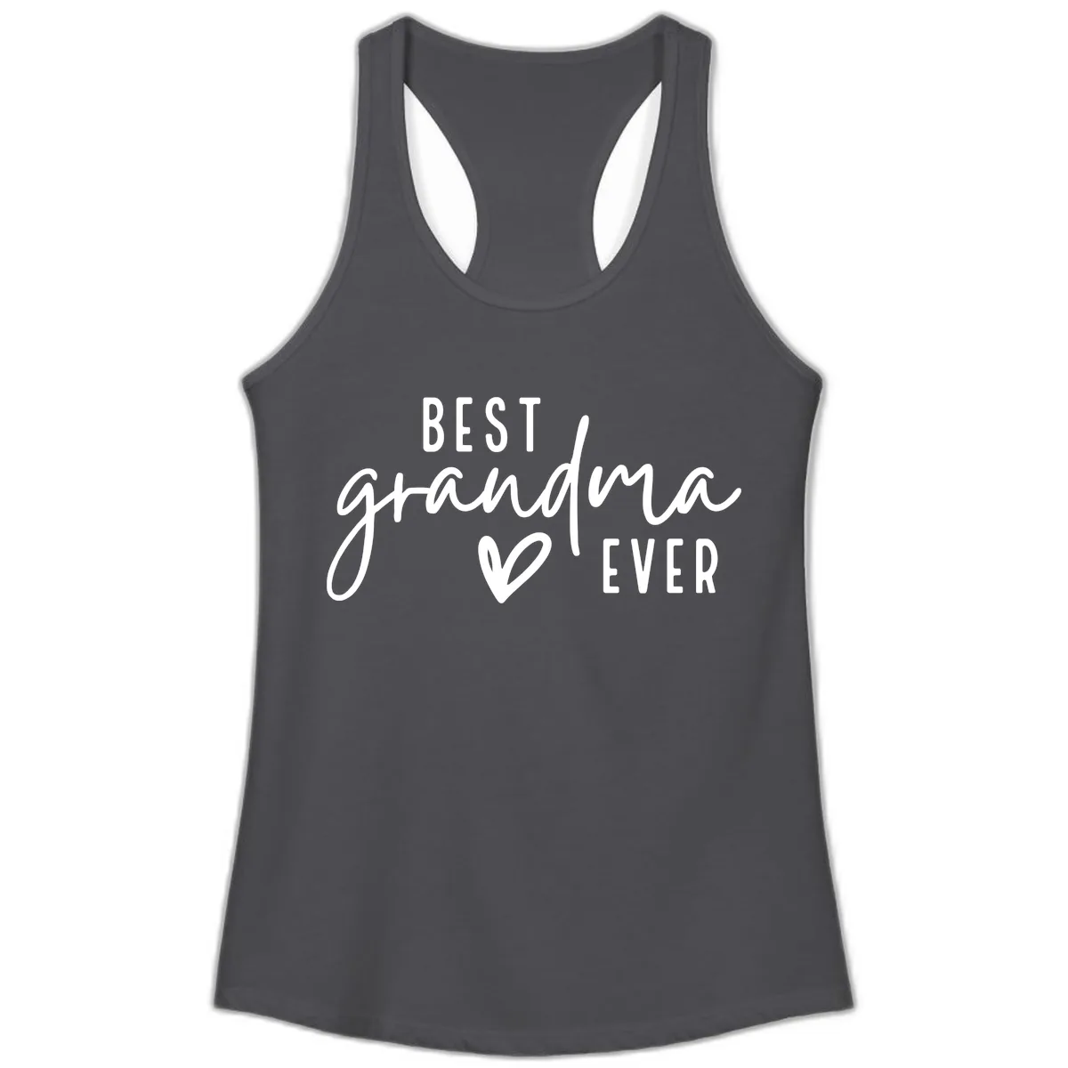 Best Grandma Ever Typography Design Ladies Tank in Solid Dark Gray