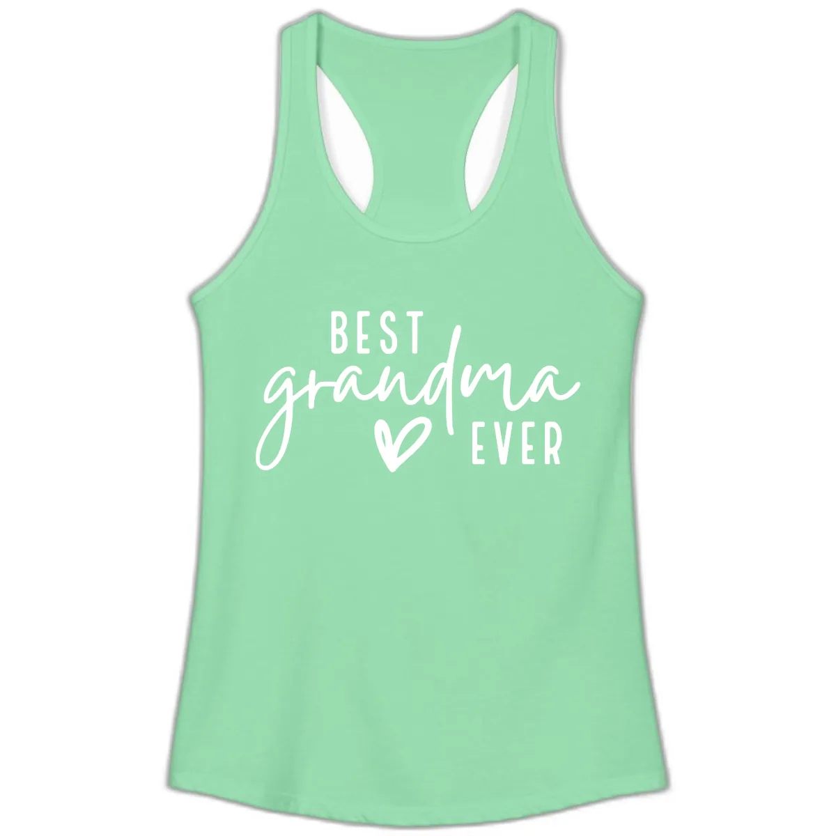 Best Grandma Ever Typography Design Ladies Tank in Solid Mint