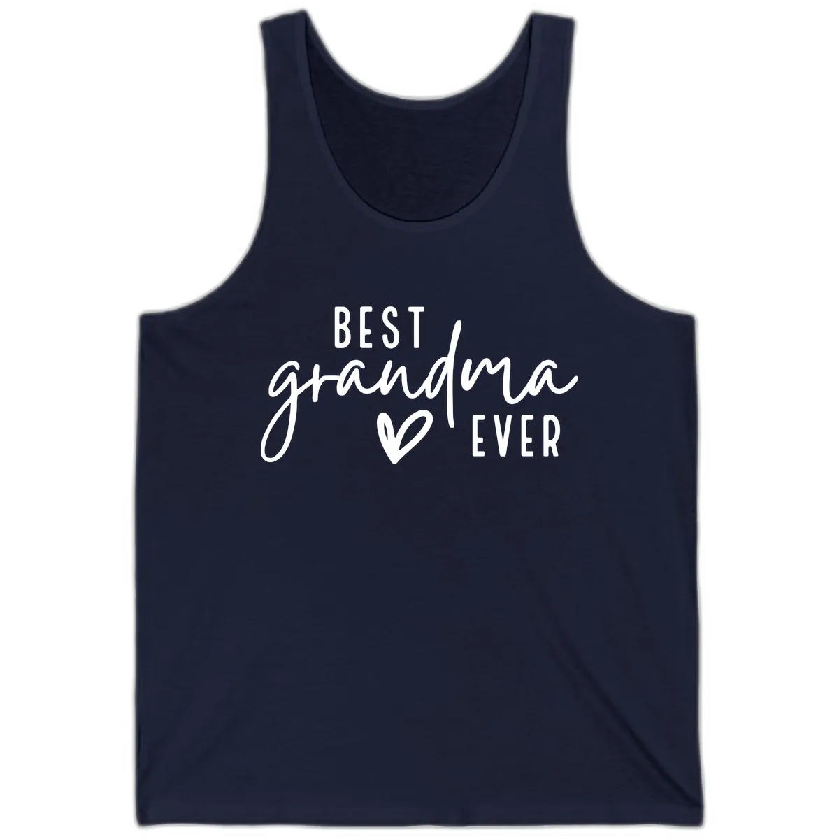 Best Grandma Ever Typography Design Tank in Navy
