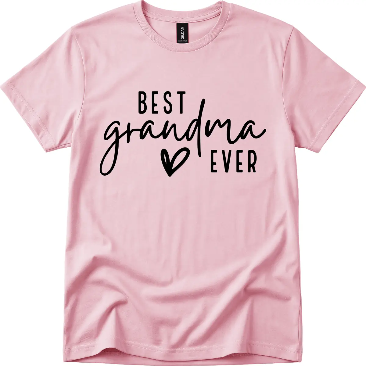 Best Grandma Ever Typography Design T-Shirt in Light Pink