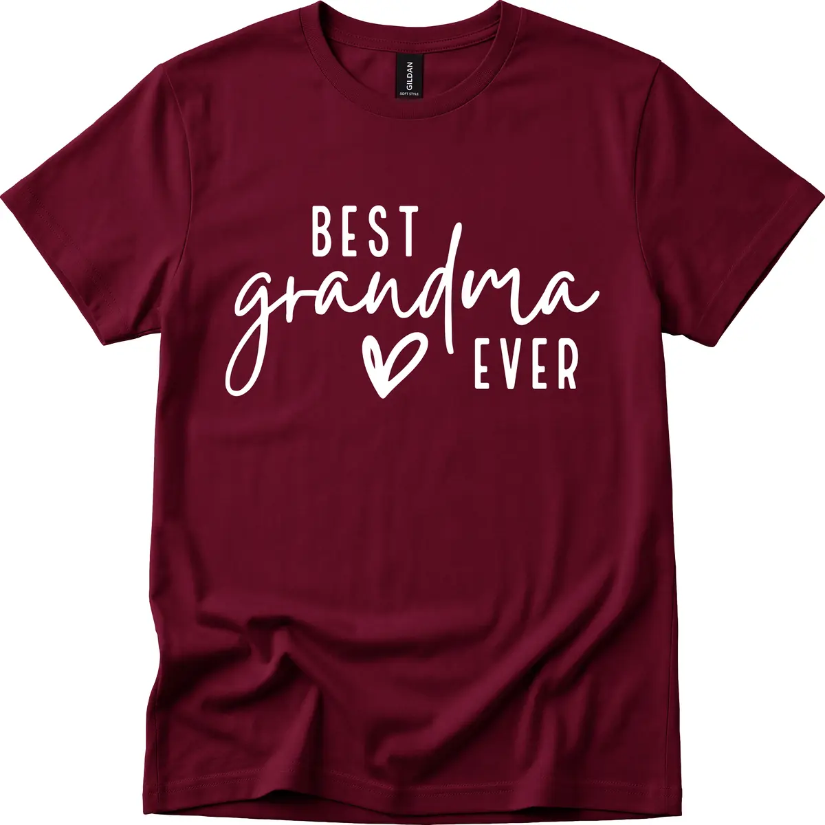 Best Grandma Ever Typography Design T-Shirt in Maroon
