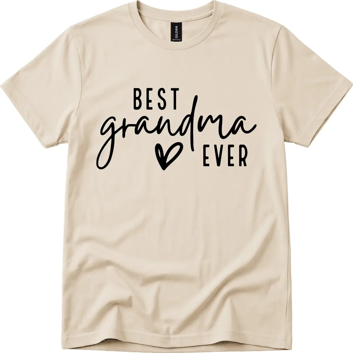 Best Grandma Ever Typography Design T-Shirt in Sand