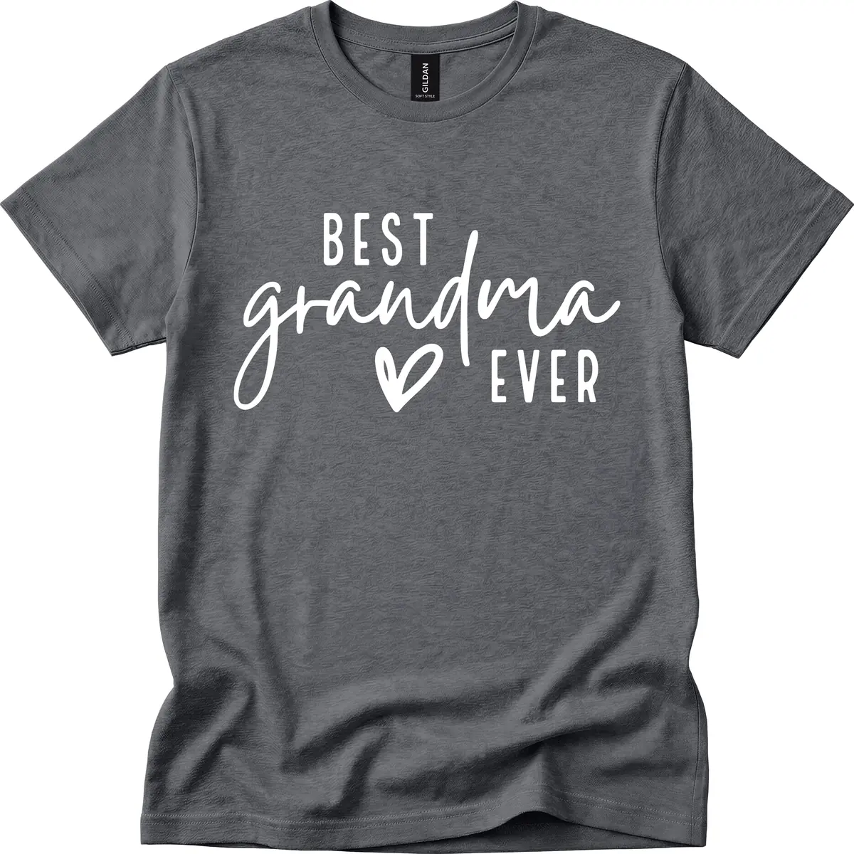 Best Grandma Ever Typography Design T-Shirt in Dark Heather