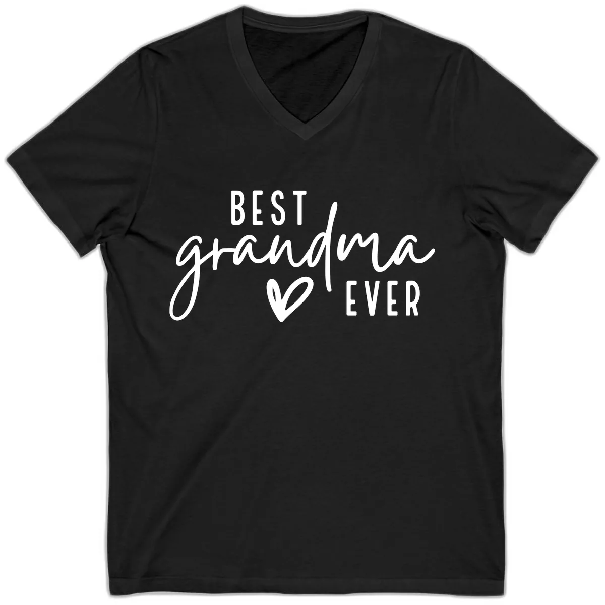 Best Grandma Ever Typography Design V-Neck in Black