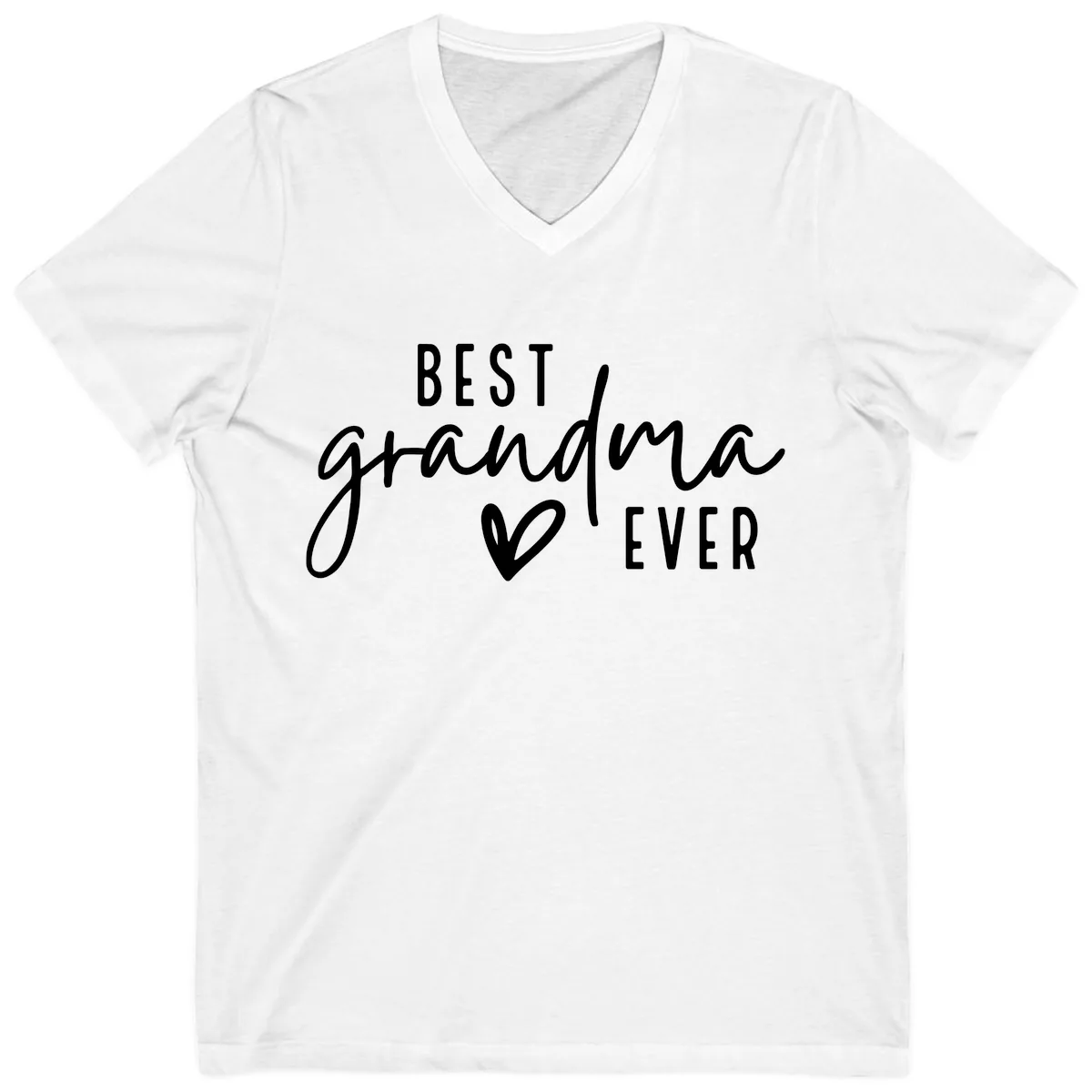 Best Grandma Ever Typography Design V-Neck in White