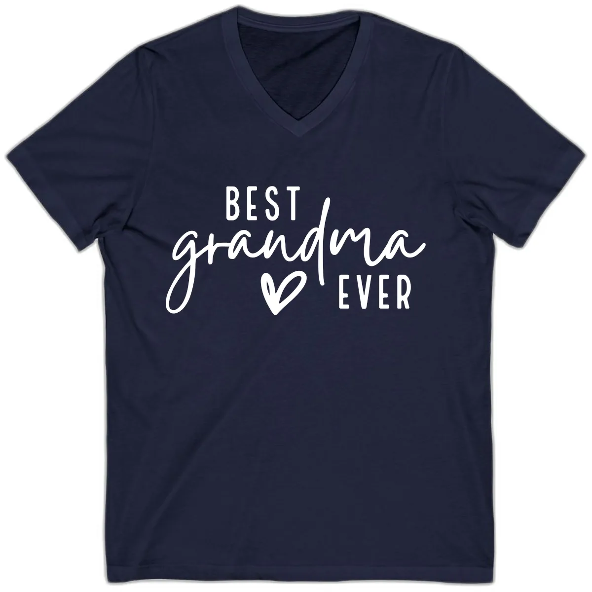 Best Grandma Ever Typography Design V-Neck in Navy