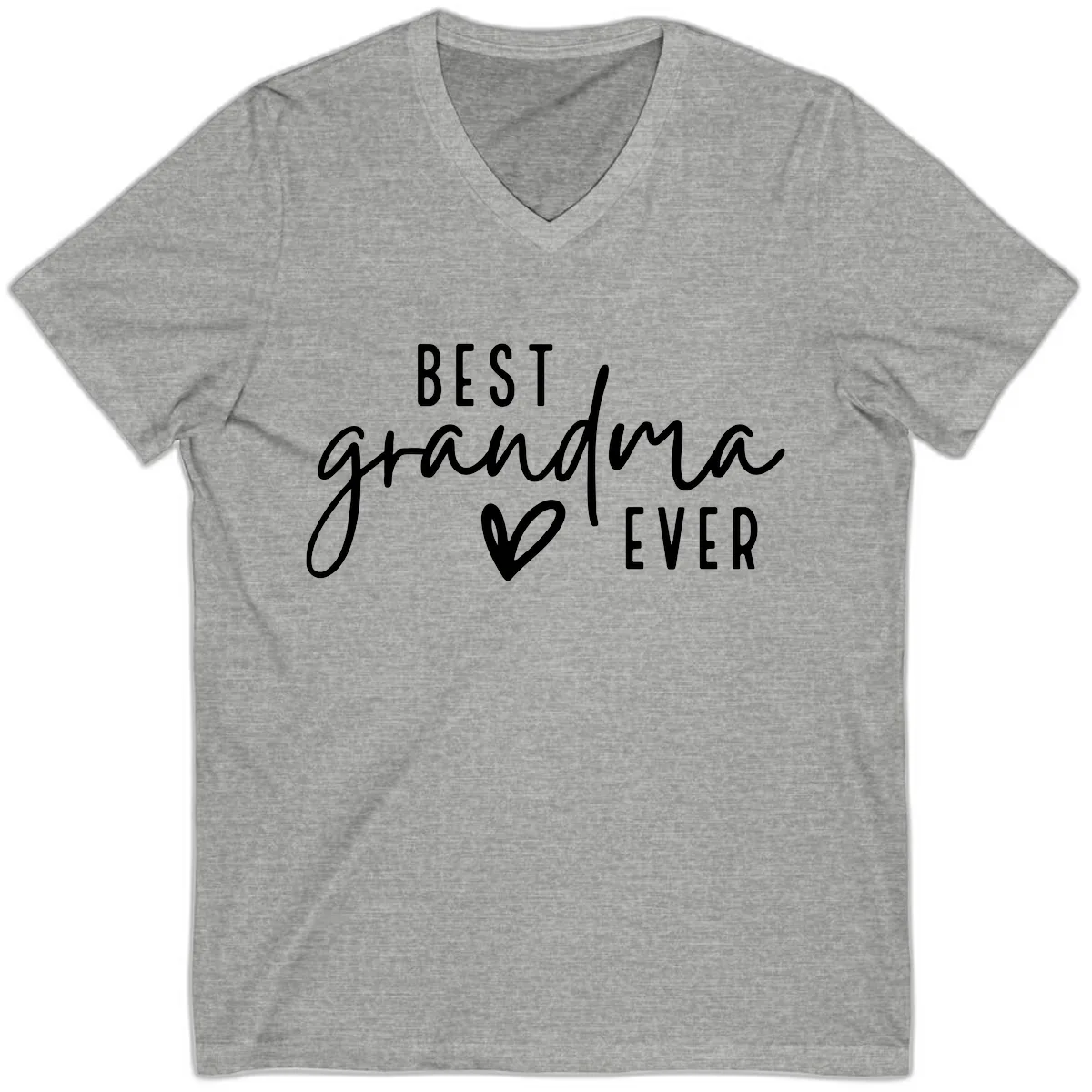 Best Grandma Ever Typography Design V-Neck in Athletic Heather