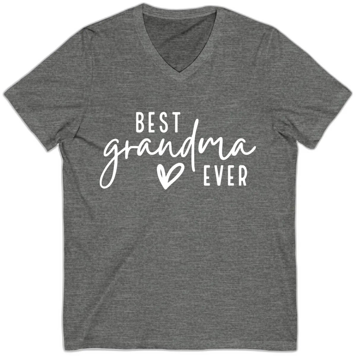 Best Grandma Ever Typography Design V-Neck in Deep Heather