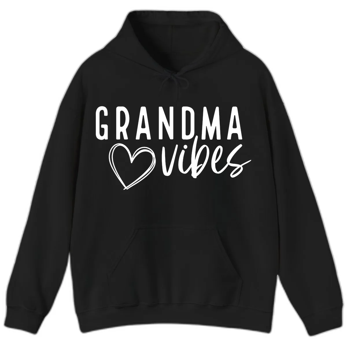 Grandma Vibes Heart Design Hoodie in Black
