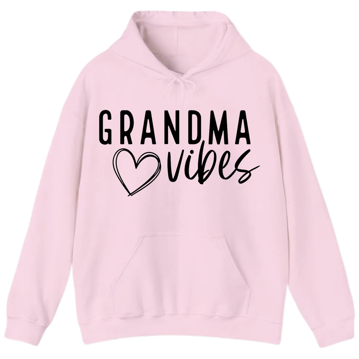 Grandma Vibes Heart Design Hoodie in Light Pink