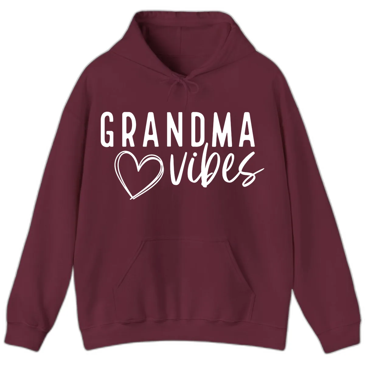 Grandma Vibes Heart Design Hoodie in Maroon