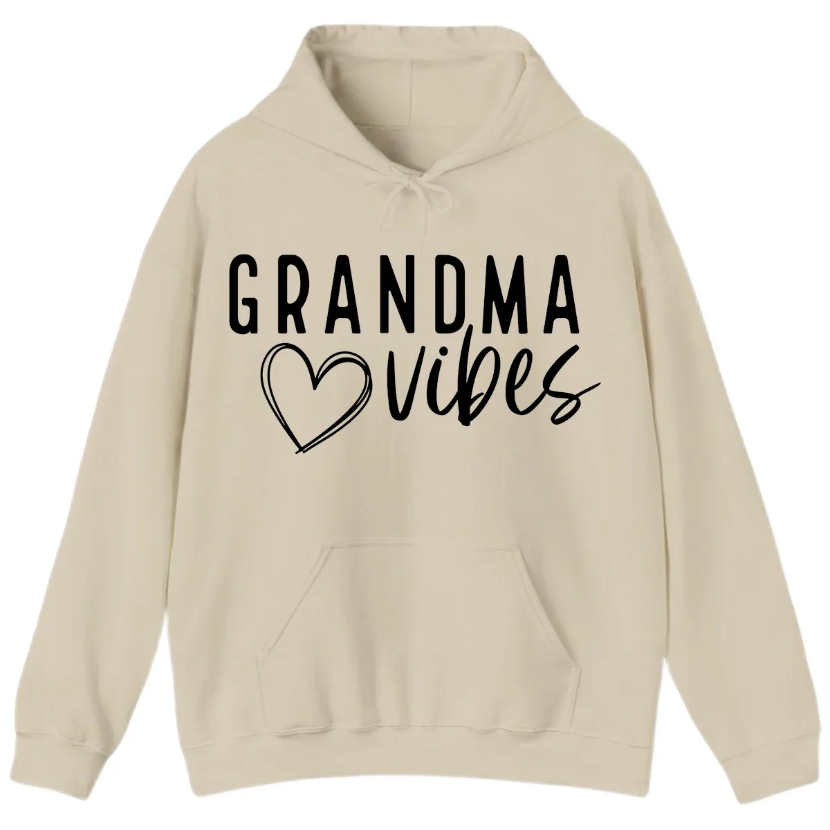 Grandma Vibes Heart Design Hoodie in Sand