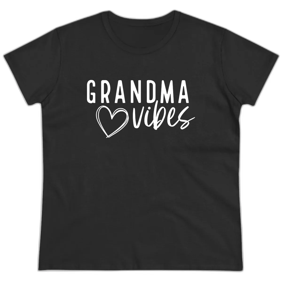 Grandma Vibes Heart Design Ladies Tee in Black