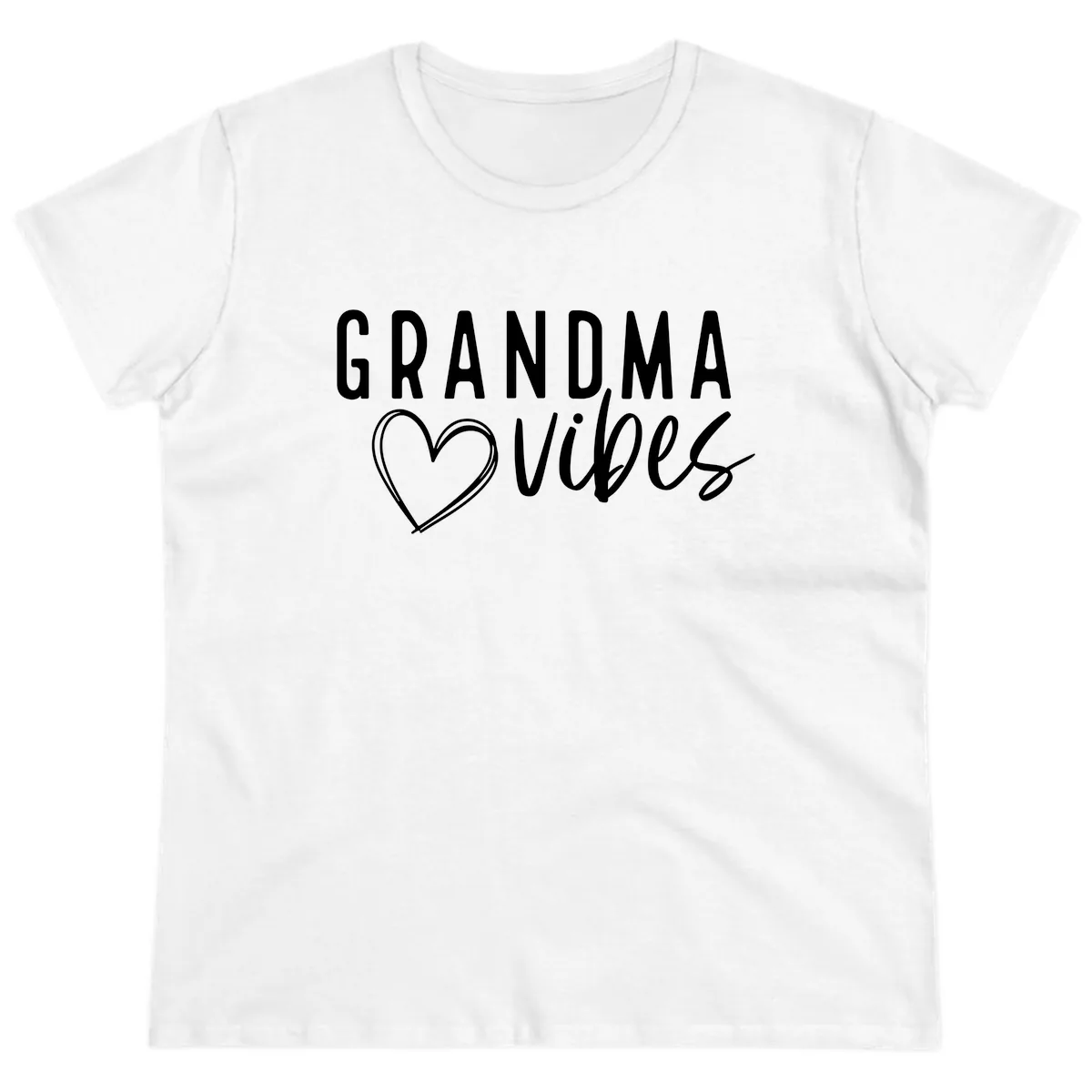 Grandma Vibes Heart Design Ladies Tee in White